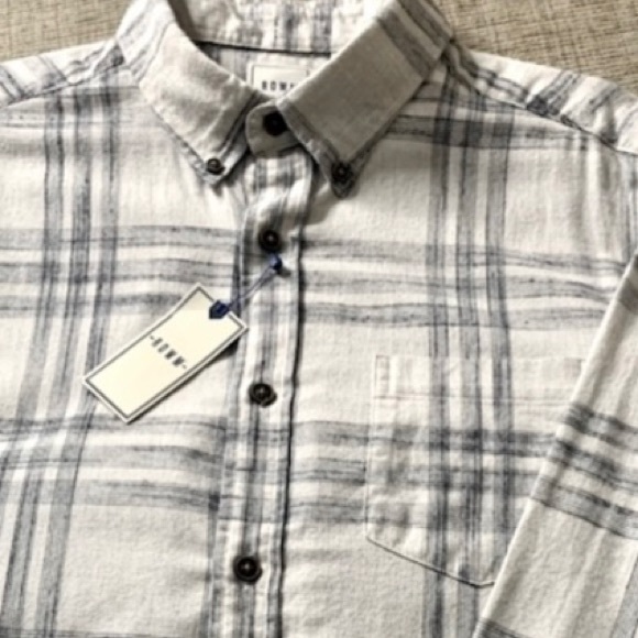 Rowm Other - NWT Men’s ROWM Button Down Shirt in Light Gray/Black Plaid, Size Large